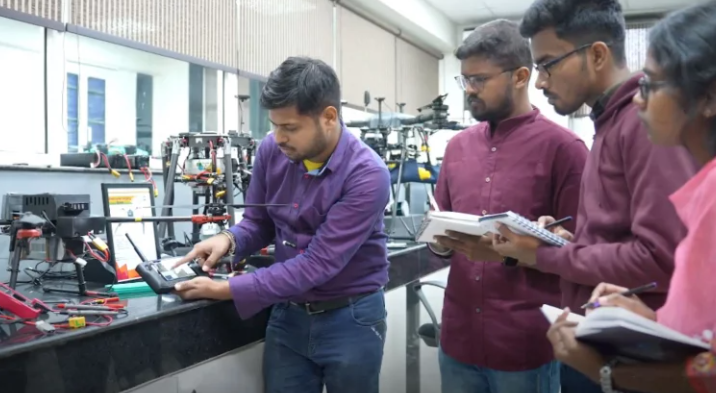 Students learning drone technology in state-of-the-art agricultural labs